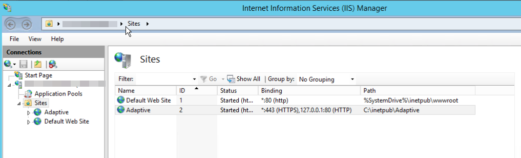 Accessing the Internet Information Services (IIS) Manager.